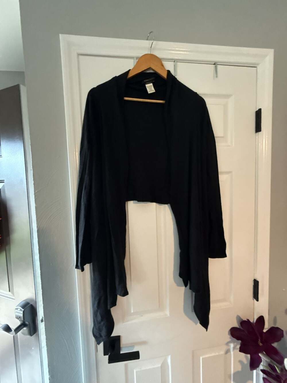 BCBG Max Azria Black Silk Cashmere Wrap Cardigan XS